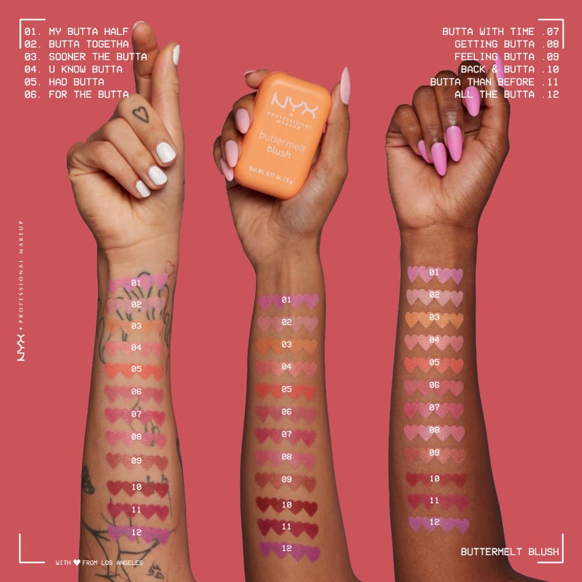 NYX PROFESSIONAL MAKEUP Buttermelt Powder Blush, Fade and Transfer - Resistant Blush, Up to 12HR Make Up Wear, Vegan Formula - Butta Together - 7DAY'S