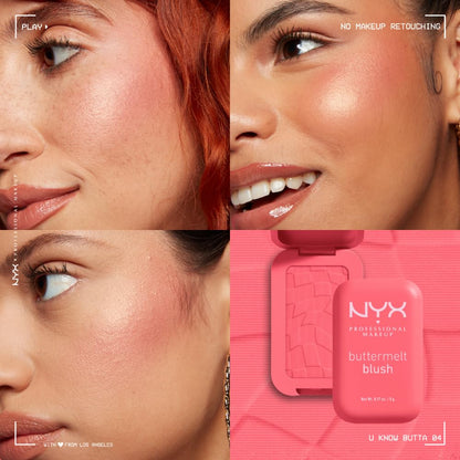 NYX PROFESSIONAL MAKEUP Buttermelt Powder Blush, Fade and Transfer - Resistant Blush, Up to 12HR Make Up Wear, Vegan Formula - Butta Together - 7DAY'S