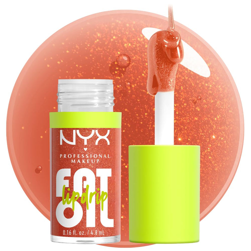 NYX PROFESSIONAL MAKEUP Fat Oil Lip Drip, Moisturizing Lip Oil Gloss, Vegan Tinted Formula, Up to 12 HR Hydration - Missed Call (Sheer Pink) - 7DAY'S