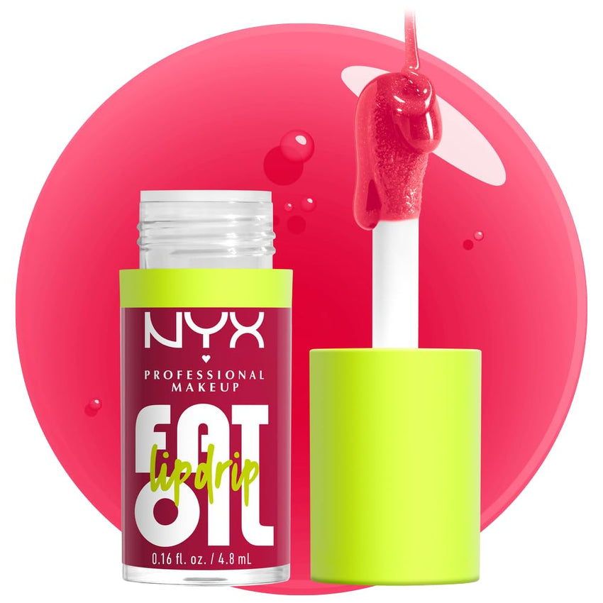 NYX PROFESSIONAL MAKEUP Fat Oil Lip Drip, Moisturizing Lip Oil Gloss, Vegan Tinted Formula, Up to 12 HR Hydration - Missed Call (Sheer Pink) - 7DAY'S