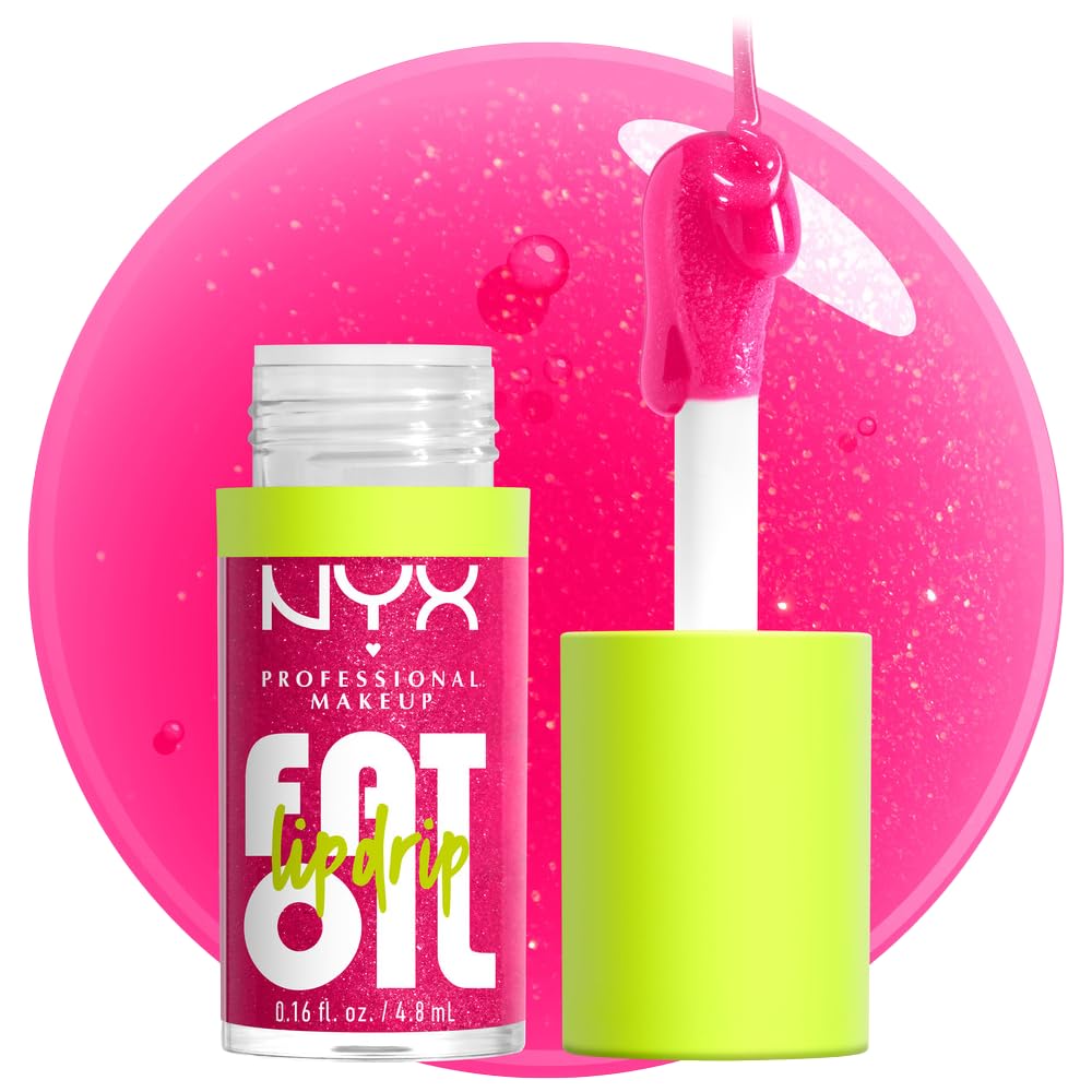 NYX PROFESSIONAL MAKEUP Fat Oil Lip Drip, Moisturizing Lip Oil Gloss, Vegan Tinted Formula, Up to 12 HR Hydration - Missed Call (Sheer Pink) - 7DAY'S