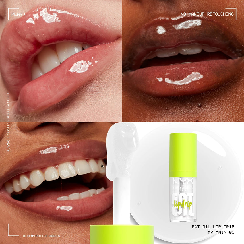 NYX PROFESSIONAL MAKEUP Fat Oil Lip Drip, Moisturizing Lip Oil Gloss, Vegan Tinted Formula, Up to 12 HR Hydration - Missed Call (Sheer Pink) - 7DAY'S