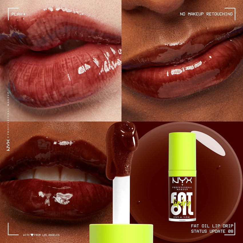 NYX PROFESSIONAL MAKEUP Fat Oil Lip Drip, Moisturizing Lip Oil Gloss, Vegan Tinted Formula, Up to 12 HR Hydration - Missed Call (Sheer Pink) - 7DAY'S