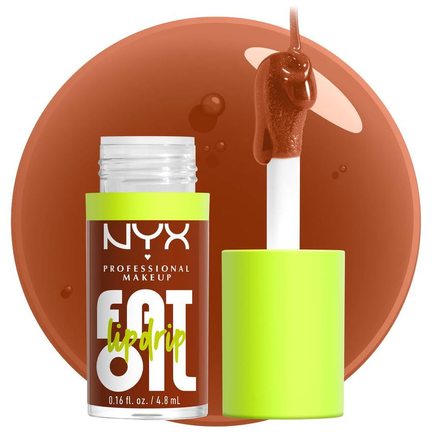 NYX PROFESSIONAL MAKEUP Fat Oil Lip Drip, Moisturizing Lip Oil Gloss, Vegan Tinted Formula, Up to 12 HR Hydration - Missed Call (Sheer Pink) - 7DAY'S