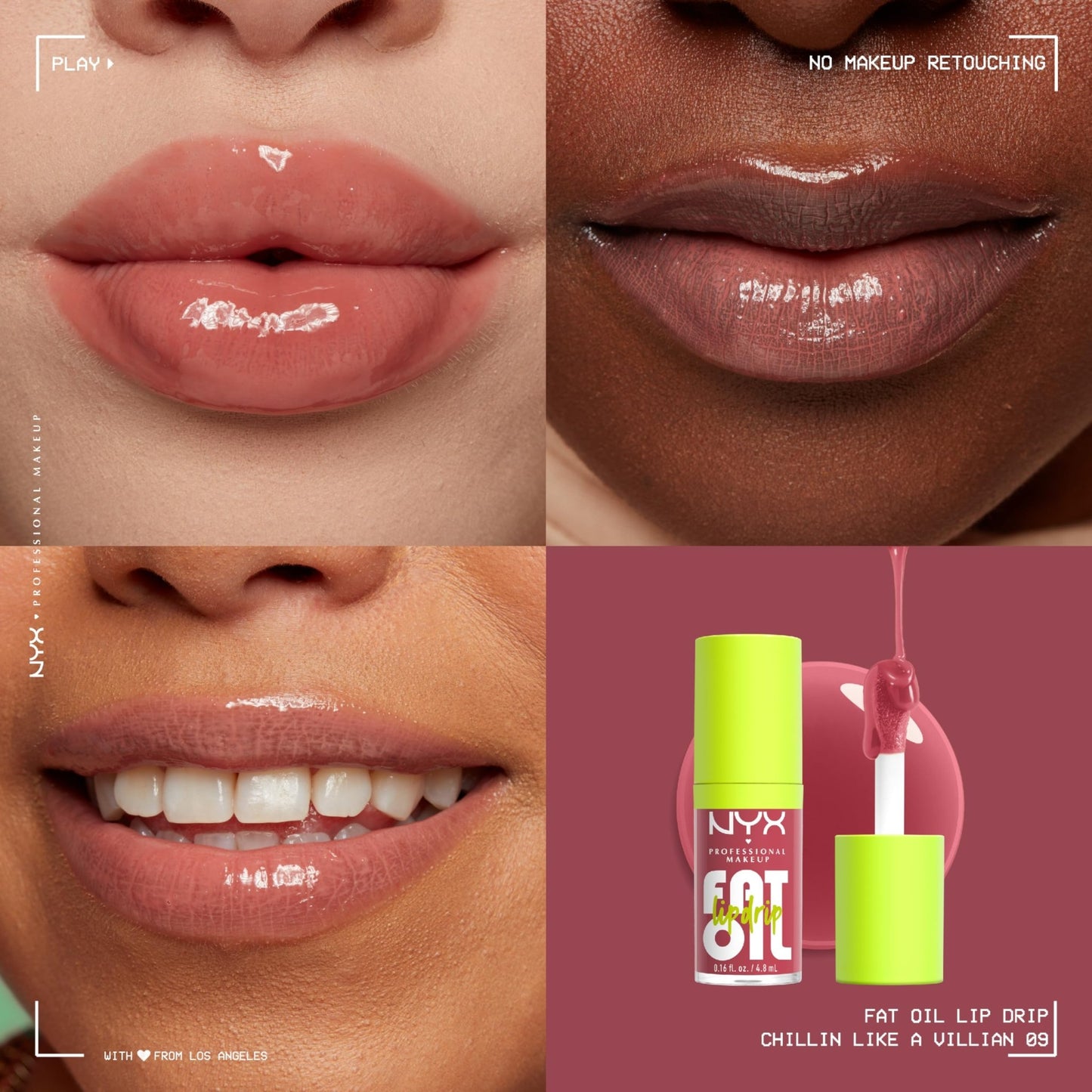 NYX PROFESSIONAL MAKEUP Fat Oil Lip Drip, Moisturizing Lip Oil Gloss, Vegan Tinted Formula, Up to 12 HR Hydration - Missed Call (Sheer Pink) - 7DAY'S