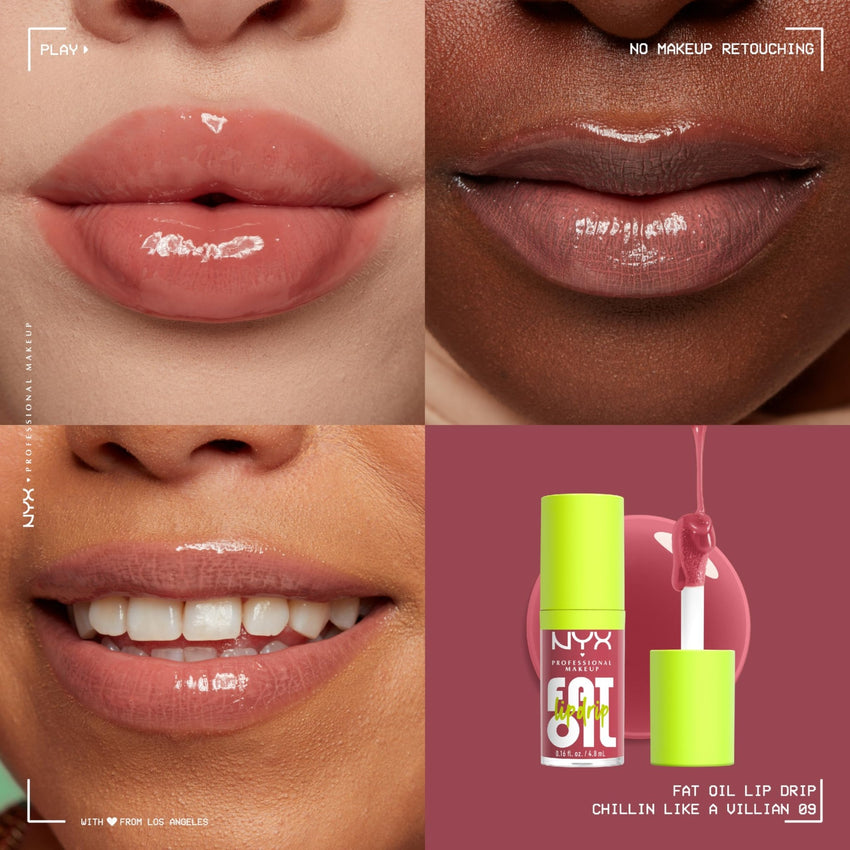 NYX PROFESSIONAL MAKEUP Fat Oil Lip Drip, Moisturizing Lip Oil Gloss, Vegan Tinted Formula, Up to 12 HR Hydration - Missed Call (Sheer Pink) - 7DAY'S