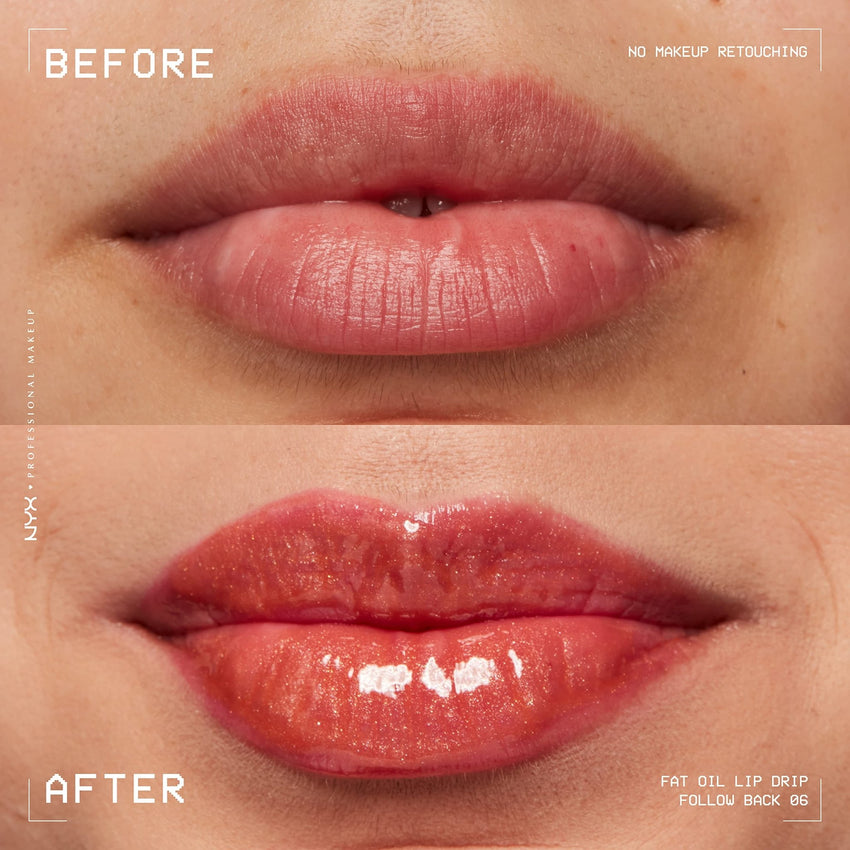 NYX PROFESSIONAL MAKEUP Fat Oil Lip Drip, Moisturizing Lip Oil Gloss, Vegan Tinted Formula, Up to 12 HR Hydration - Missed Call (Sheer Pink) - 7DAY'S