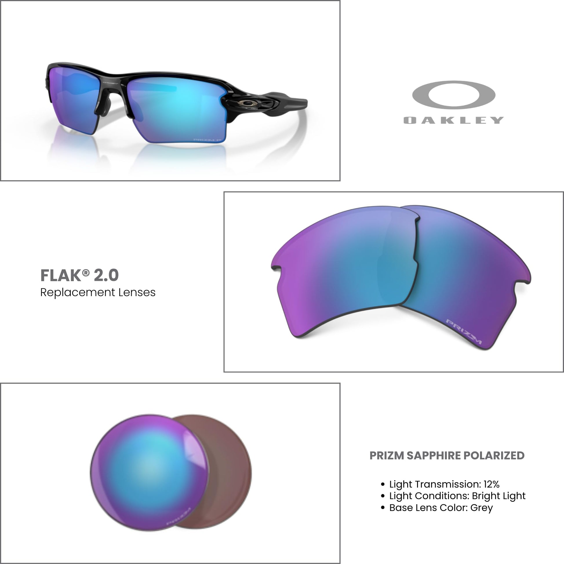 Oakley Authentic Flak 2.0 XL OO9188 Polarized REPLACEMENT Lenses +BUNDLE Bag+ BUNDLE with Designer iWear Kit - 7DAY'S