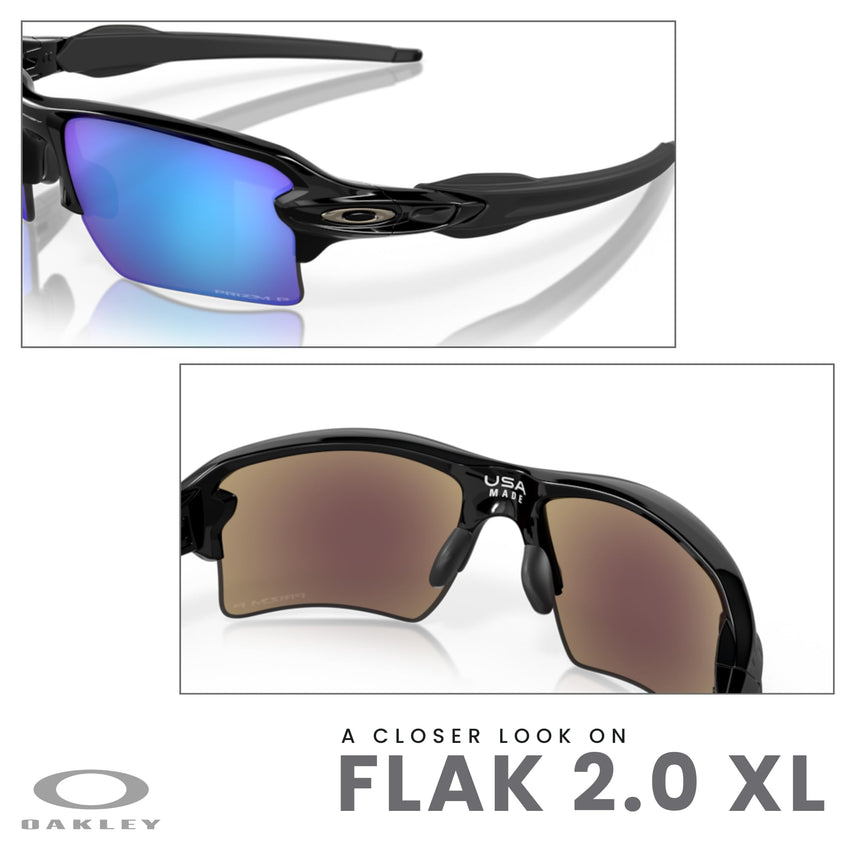 Oakley Flak 2.0 XL OO9188 Rectangle Sunglasses For Men + BUNDLE Leash + Designer iWear Care Kit - 7DAY'S