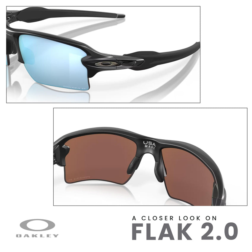 Oakley Flak 2.0 XL OO9188 Rectangle Sunglasses For Men + BUNDLE Leash + Designer iWear Care Kit - 7DAY'S
