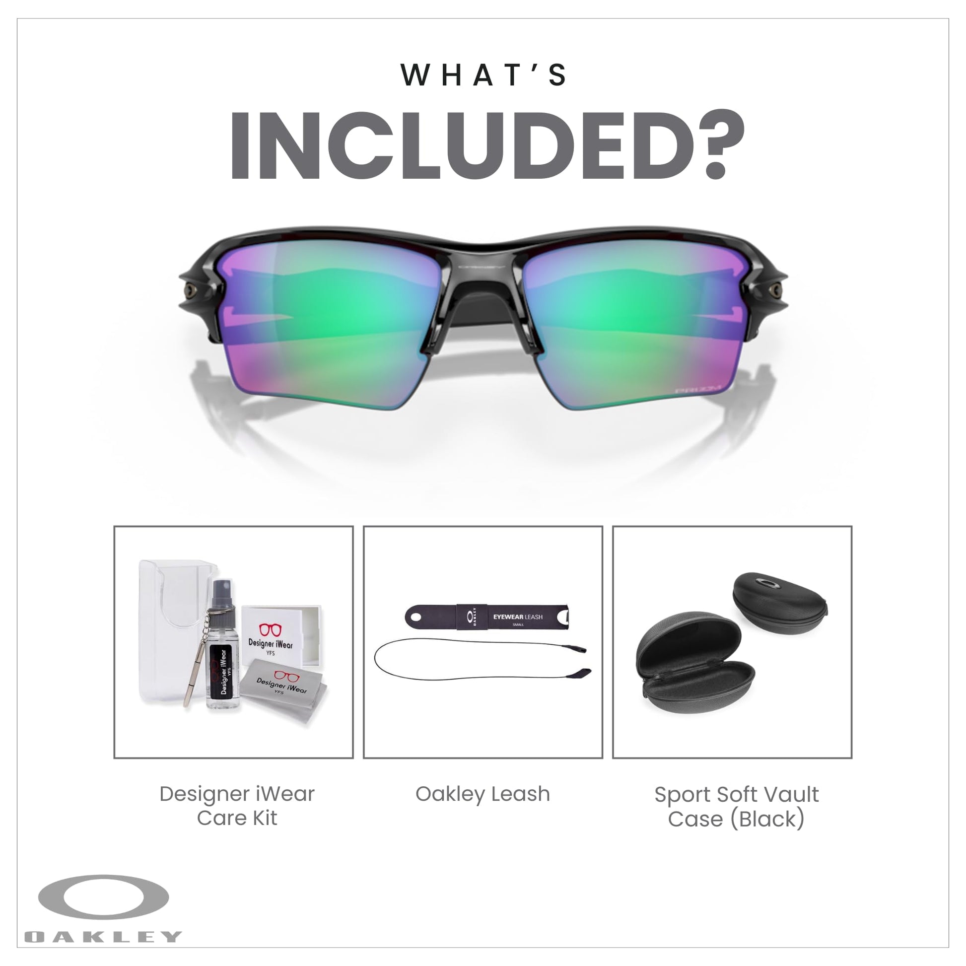 Oakley Flak 2.0 XL OO9188 Rectangle Sunglasses For Men + BUNDLE Leash + Designer iWear Care Kit - 7DAY'S
