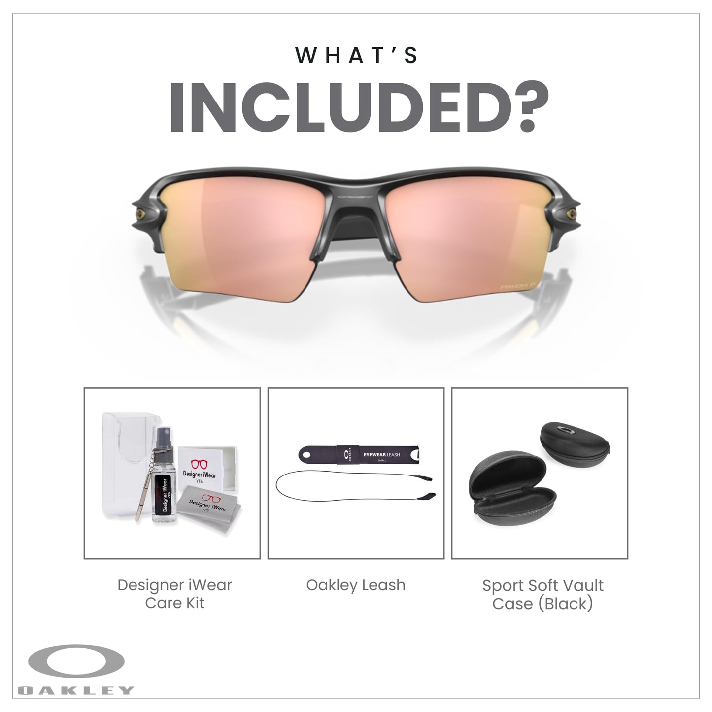 Oakley Flak 2.0 XL OO9188 Rectangle Sunglasses For Men + BUNDLE Leash + Designer iWear Care Kit - 7DAY'S