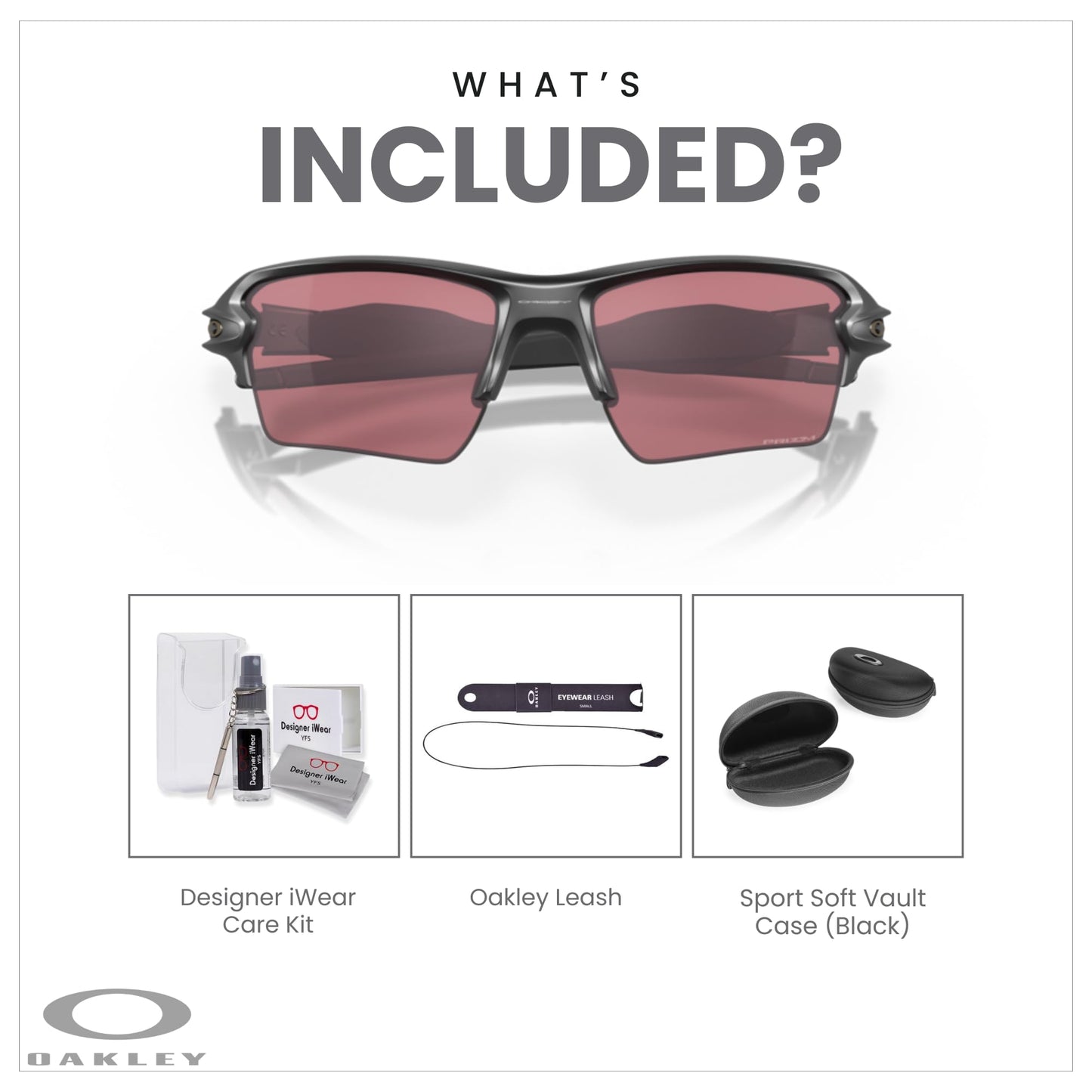 Oakley Flak 2.0 XL OO9188 Rectangle Sunglasses For Men + BUNDLE Leash + Designer iWear Care Kit - 7DAY'S