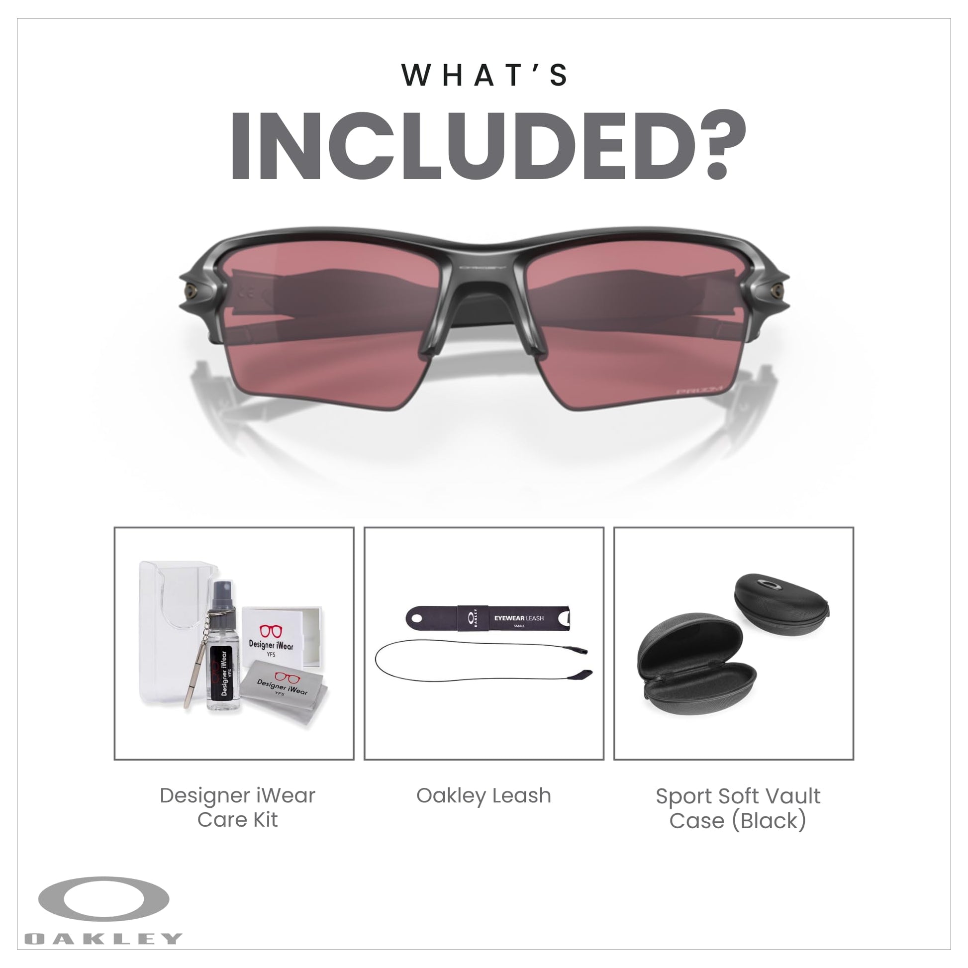 Oakley Flak 2.0 XL OO9188 Rectangle Sunglasses For Men + BUNDLE Leash + Designer iWear Care Kit - 7DAY'S