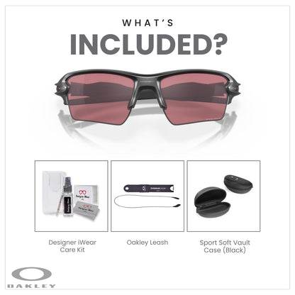 Oakley Flak 2.0 XL OO9188 Rectangle Sunglasses For Men + BUNDLE Leash + Designer iWear Care Kit - 7DAY'S