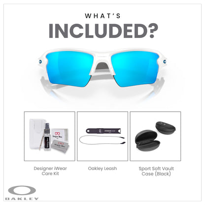 Oakley Flak 2.0 XL OO9188 Rectangle Sunglasses For Men + BUNDLE Leash + Designer iWear Care Kit - 7DAY'S