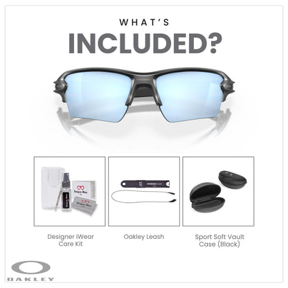 Oakley Flak 2.0 XL OO9188 Rectangle Sunglasses For Men + BUNDLE Leash + Designer iWear Care Kit - 7DAY'S
