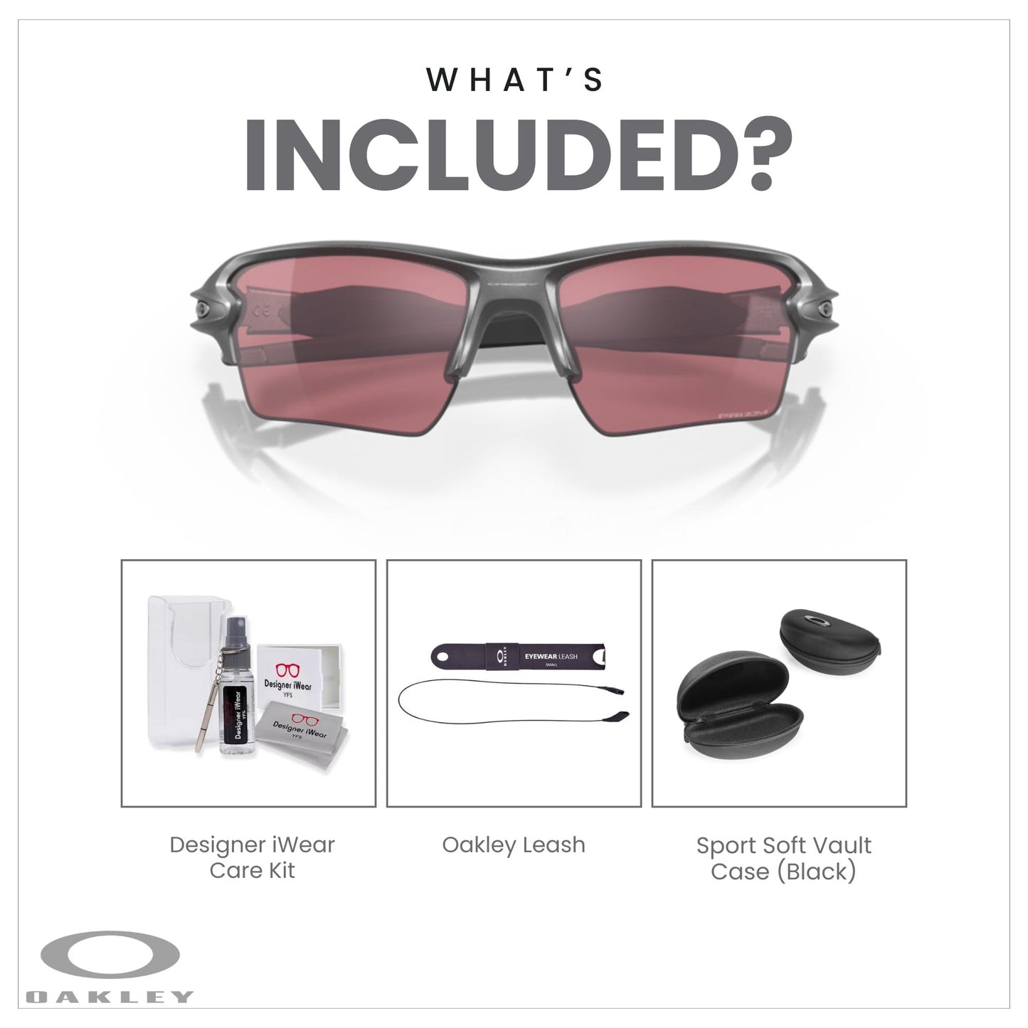 Oakley Flak 2.0 XL OO9188 Rectangle Sunglasses For Men + BUNDLE Leash + Designer iWear Care Kit - 7DAY'S