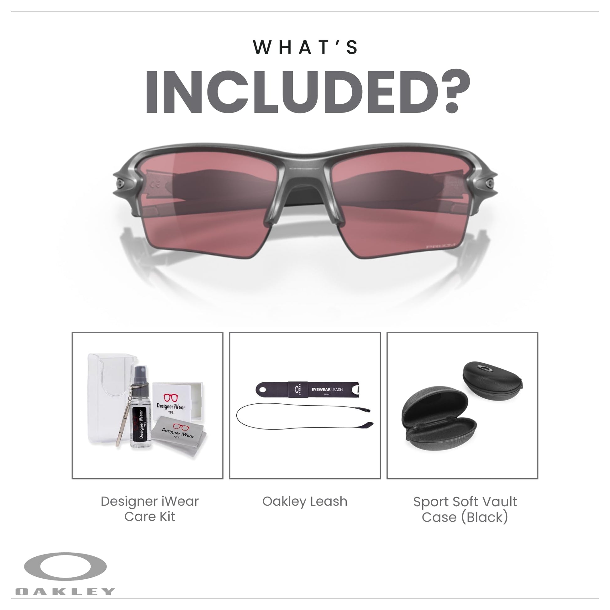 Oakley Flak 2.0 XL OO9188 Rectangle Sunglasses For Men + BUNDLE Leash + Designer iWear Care Kit - 7DAY'S