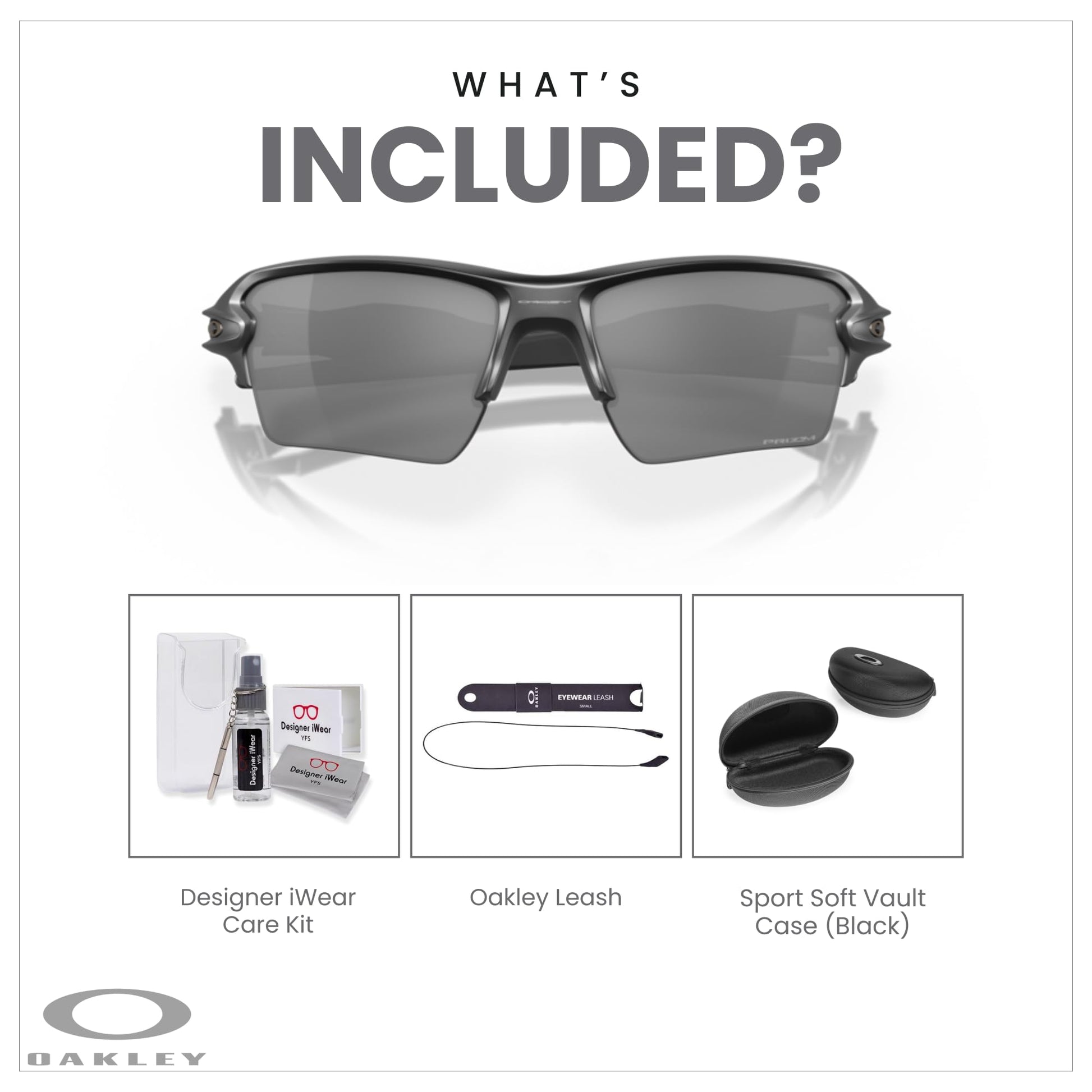 Oakley Flak 2.0 XL OO9188 Rectangle Sunglasses For Men + BUNDLE Leash + Designer iWear Care Kit - 7DAY'S