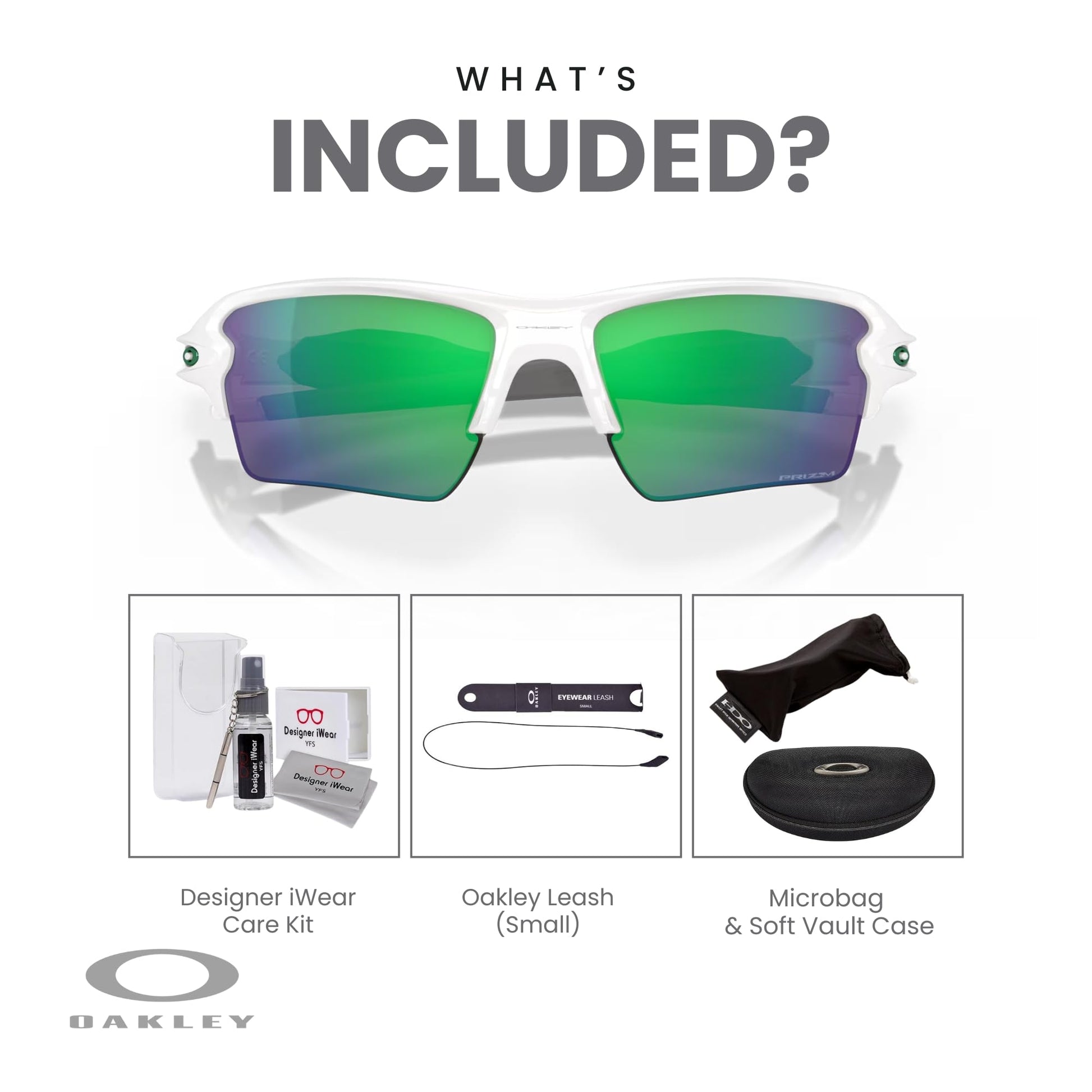 Oakley Flak 2.0 XL OO9188 Rectangle Sunglasses For Men + BUNDLE Leash + Designer iWear Care Kit - 7DAY'S