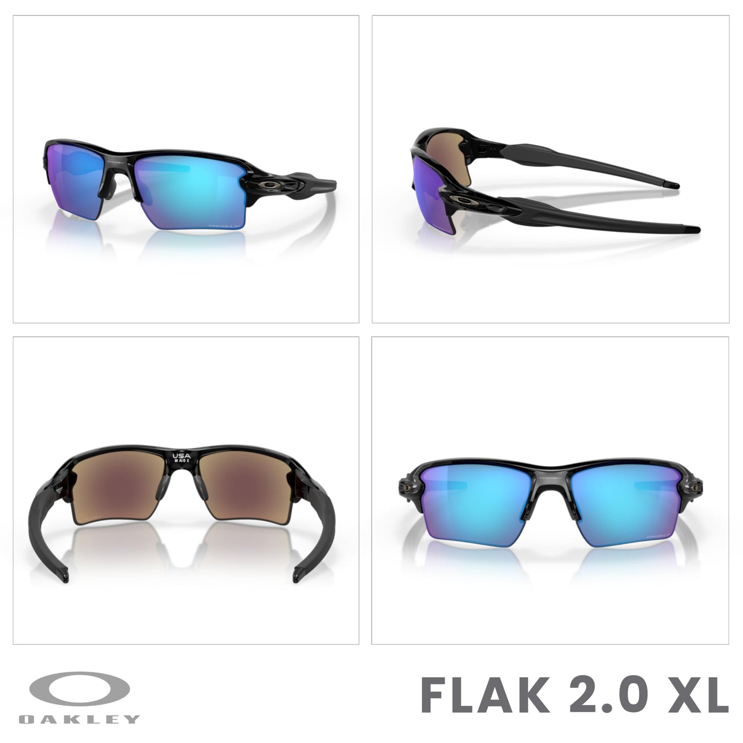 Oakley Flak 2.0 XL OO9188 Rectangle Sunglasses For Men + BUNDLE Leash + Designer iWear Care Kit - 7DAY'S