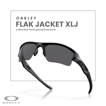 Oakley Flak Jacket XLJ OO9009 Rectangle Sunglasses for Men+ BUNDLE Leash + BUNDLE with Designer iWear Care Kit - 7DAY'S