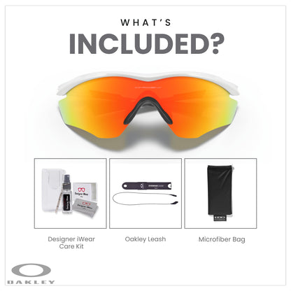 Oakley M2 Frame XL OO9343 Shield Sunglasses for Men + BUNDLE Leash +Designer iWear Care Kit - 7DAY'S
