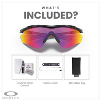 Oakley M2 Frame XL OO9343 Shield Sunglasses for Men + BUNDLE Leash +Designer iWear Care Kit - 7DAY'S