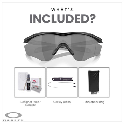 Oakley M2 Frame XL OO9343 Shield Sunglasses for Men + BUNDLE Leash +Designer iWear Care Kit - 7DAY'S