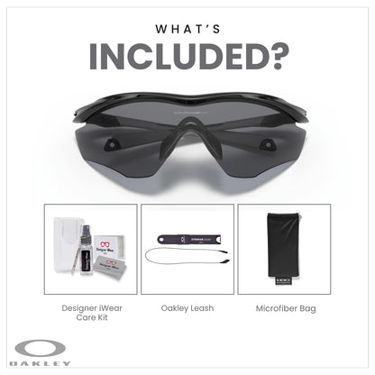 Oakley M2 Frame XL OO9343 Shield Sunglasses for Men + BUNDLE Leash +Designer iWear Care Kit - 7DAY'S
