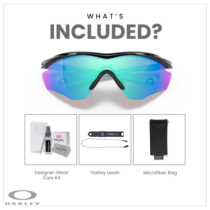 Oakley M2 Frame XL OO9343 Shield Sunglasses for Men + BUNDLE Leash +Designer iWear Care Kit - 7DAY'S