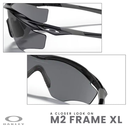 Oakley M2 Frame XL OO9343 Shield Sunglasses for Men + BUNDLE Leash +Designer iWear Care Kit - 7DAY'S