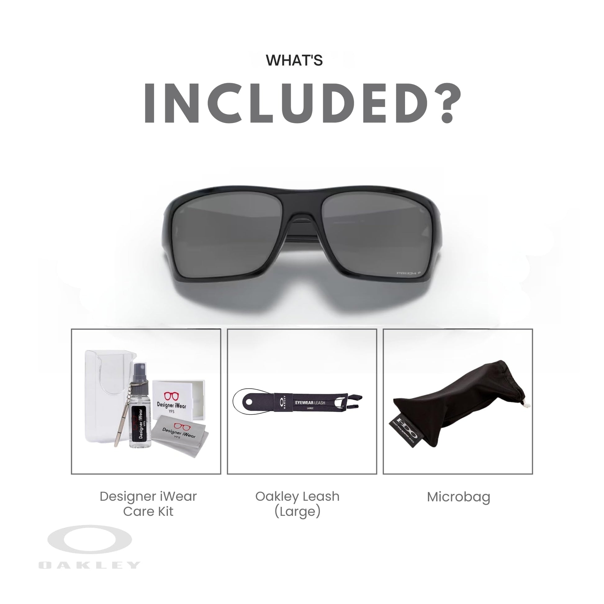 Oakley Turbine OO9263 Rectangular Sunglasses For Men+ BUNDLE Leash + BUNDLE with Designer iWear Eyewear Kit - 7DAY'S