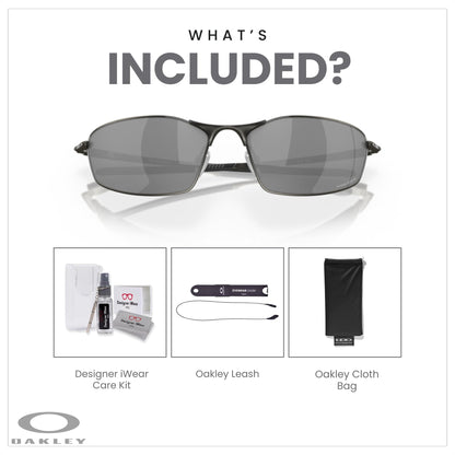 Oakley Whisker OO4141 Oval Sunglasses for Men + BUNDLE Accessory Leash + BUNDLE with Designer iWear Care Kit - 7DAY'S