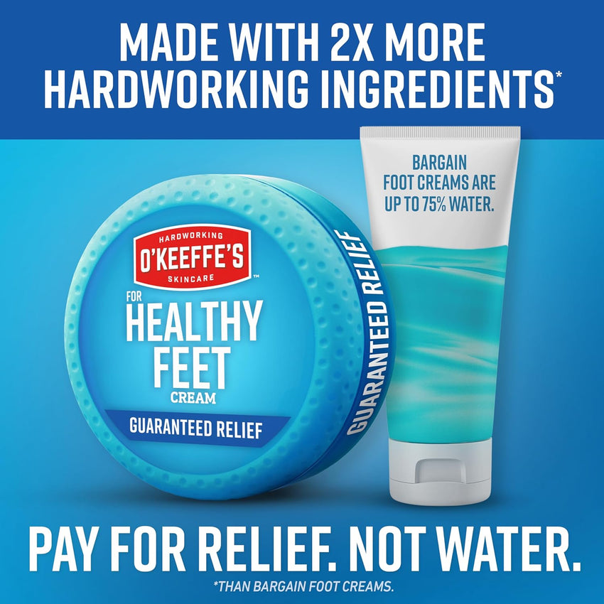 O'Keeffe's for Healthy Feet Foot Cream - 3.2 oz Jar (1 Pack) - Guaranteed Relief for Extremely Cracked, Dry Feet, Repairing Skincare, Instantly Boosts and Retains Moisture Levels - 7DAY'S