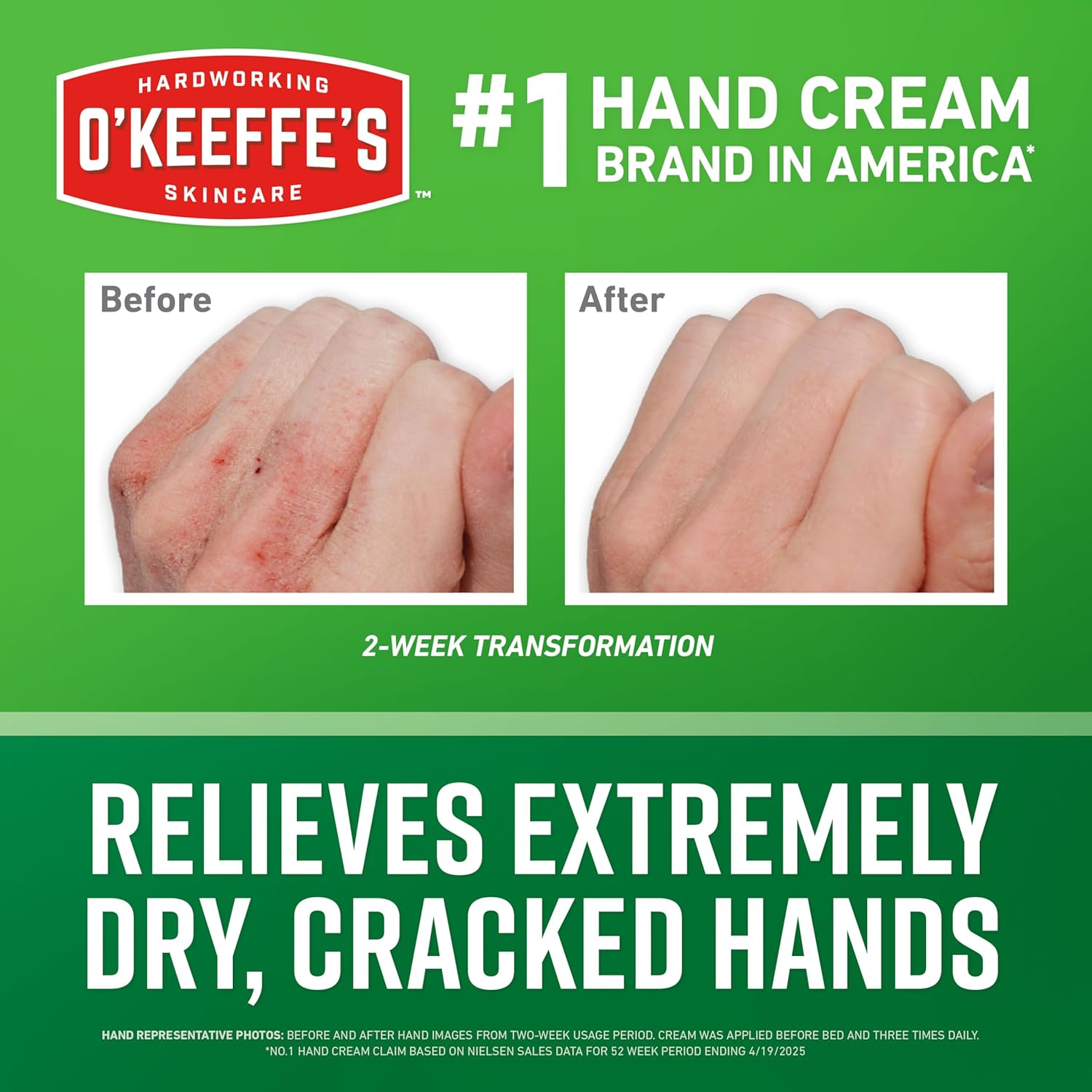 O'Keeffe's Working Hands Hand Cream for Extreme Dryness - 3 oz Tube (2 Pack) - Repairing Skincare for Cracked, Dry Hands - 7DAY'S