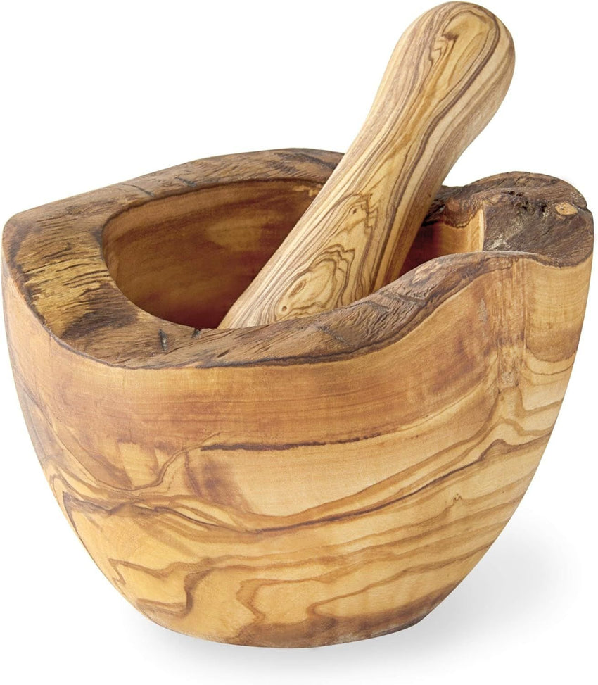 Olive Wood Rustic Mortar and Pestle - 7DAY'S