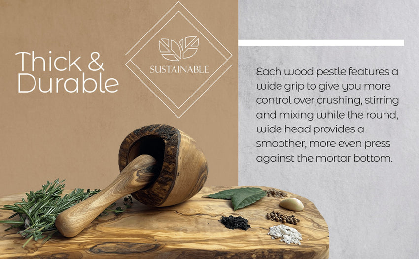 Olive Wood Rustic Mortar and Pestle - 7DAY'S