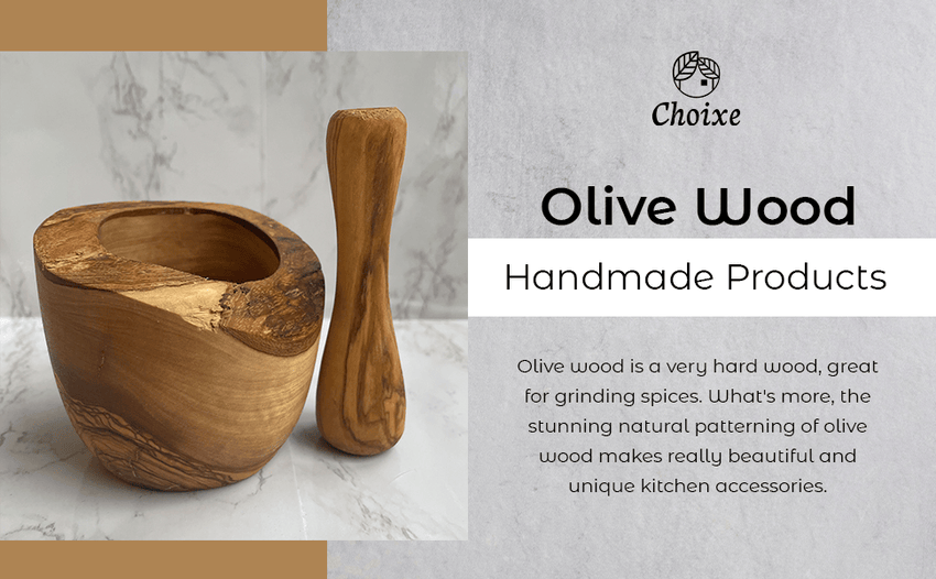 Olive Wood Rustic Mortar and Pestle - 7DAY'S