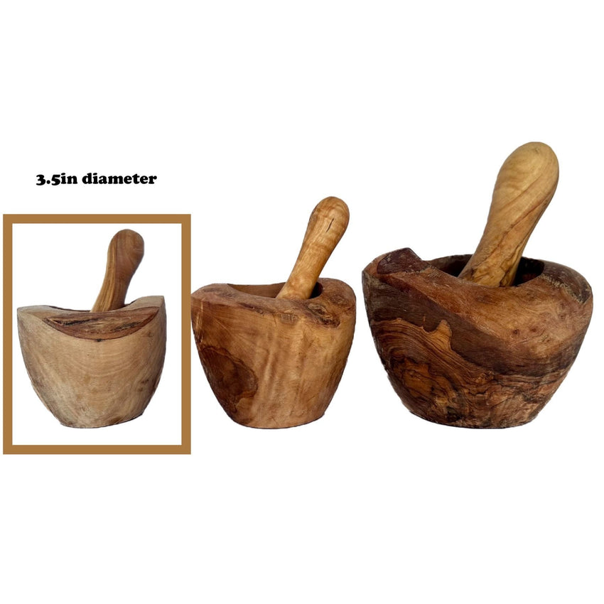 Olive Wood Rustic Mortar and Pestle - 7DAY'S