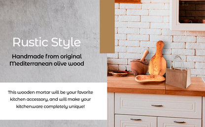 Olive Wood Rustic Mortar and Pestle - 7DAY'S