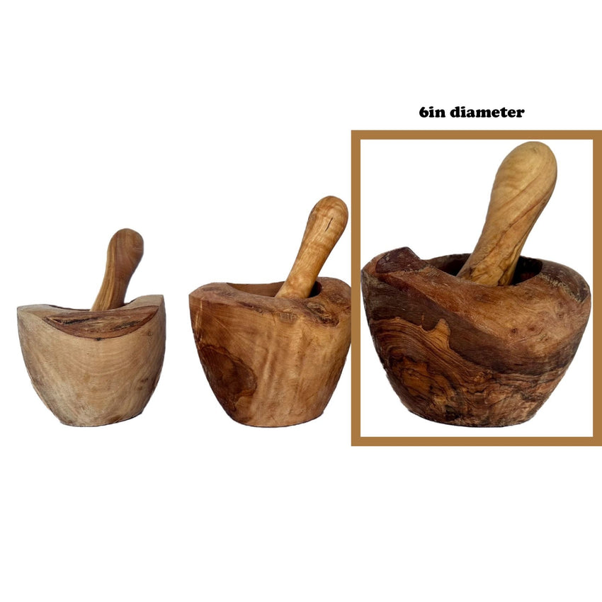 Olive Wood Rustic Mortar and Pestle - 7DAY'S