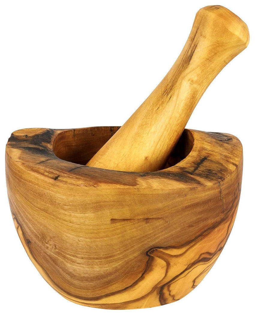 Olive Wood Rustic Mortar and Pestle - 7DAY'S