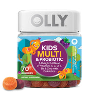 OLLY Kids Multivitamin & Probiotic Gummy, Digestive Support, Vitamins A, D, C, E, B, Zinc, Chewable Supplement, Berry Flavor, 50 day supply - 100 Count - 7DAY'S