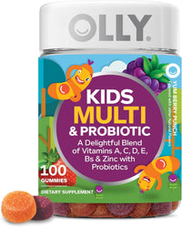 OLLY Kids Multivitamin & Probiotic Gummy, Digestive Support, Vitamins A, D, C, E, B, Zinc, Chewable Supplement, Berry Flavor, 50 day supply - 100 Count - 7DAY'S