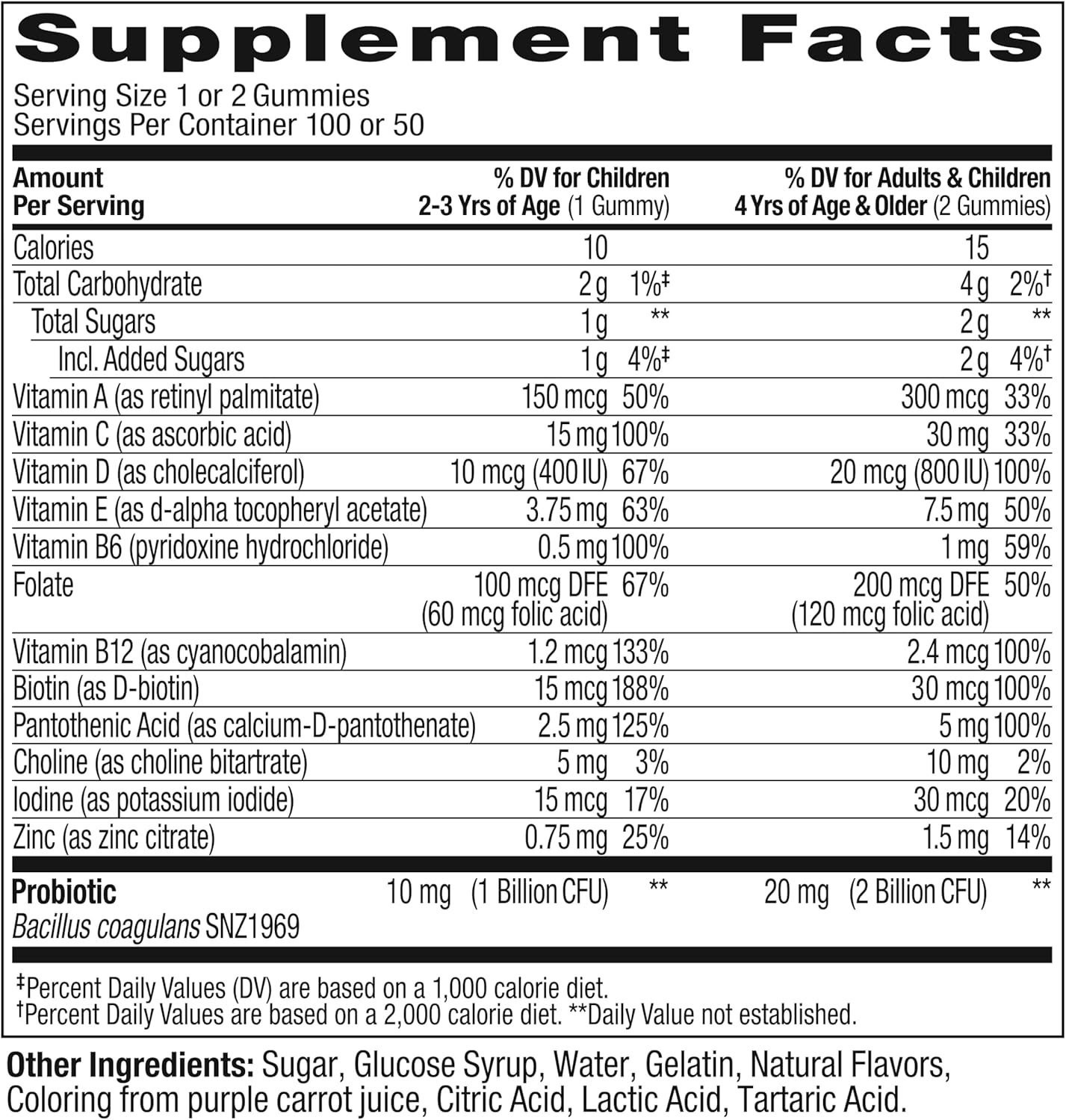 OLLY Kids Multivitamin & Probiotic Gummy, Digestive Support, Vitamins A, D, C, E, B, Zinc, Chewable Supplement, Berry Flavor, 50 day supply - 100 Count - 7DAY'S