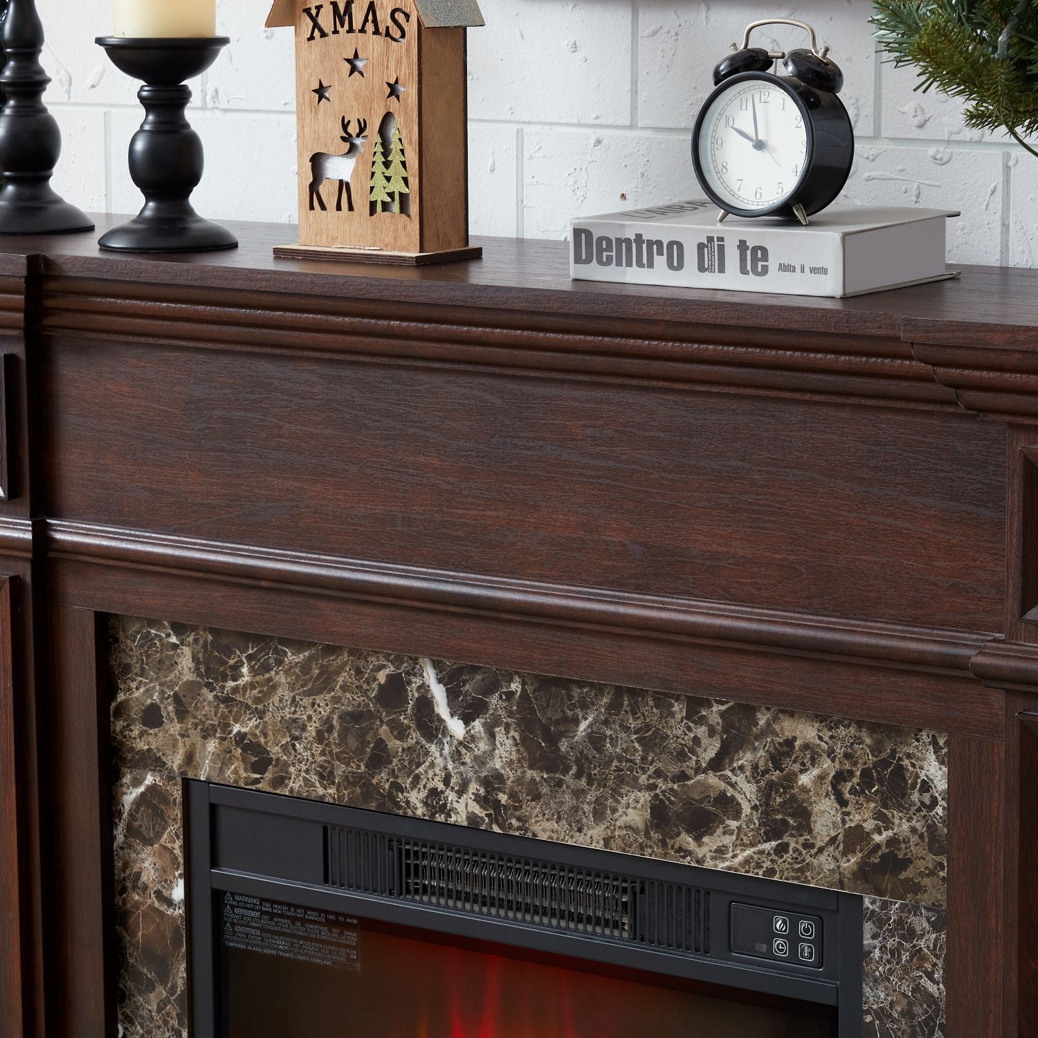 Only Mantel (NOT INCLUDED 23" FIREPLACE) - Cherry, 45.6"W*11.8"D*40"H - 7DAY'S