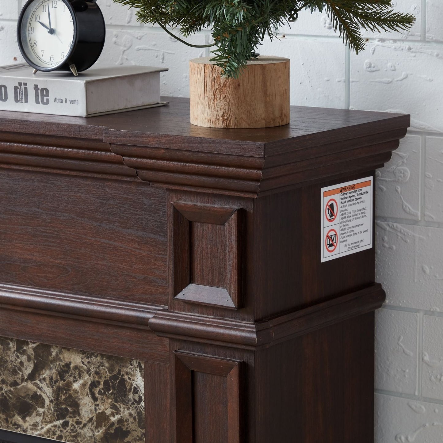 Only Mantel (NOT INCLUDED 23" FIREPLACE) - Cherry, 45.6"W*11.8"D*40"H - 7DAY'S