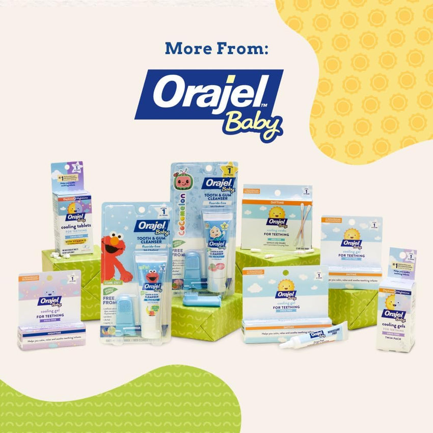Orajel Baby Daytime & Nighttime Cooling Gels for Teething, Drug - Free, 1 Pediatrician Recommended Brand for Teething*, Two 0.18oz Tubes - 7DAY'S